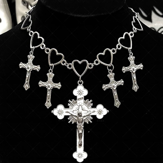 LNK352 Hearts & Crosses Necklace