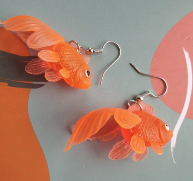 ER594 Goldfish Earrings Orange