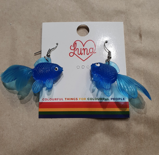 ER592 Goldfish Earrings Blue