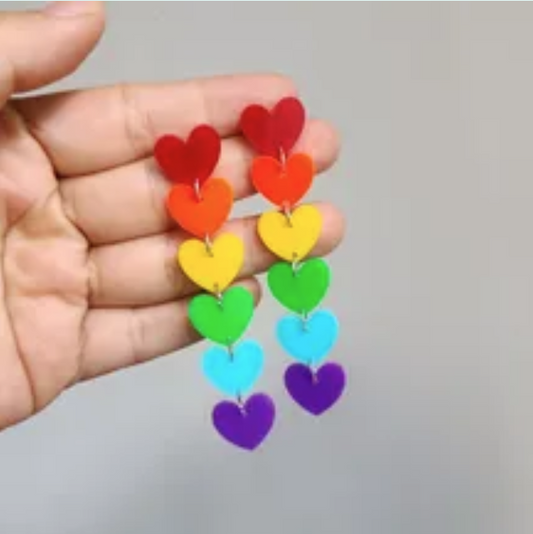 ER693 Rainbow Hearts Earrings