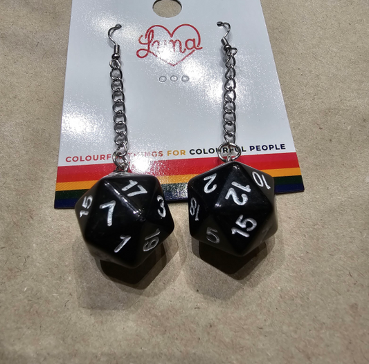 ER732 D&D Dice Earrings Black