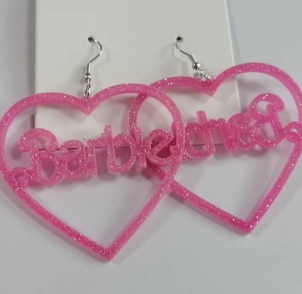 ER509 Barbie Glitter Earrings Pink