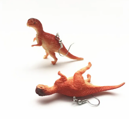 *ER937 Dino Earrings Dilophosaurus (Red)