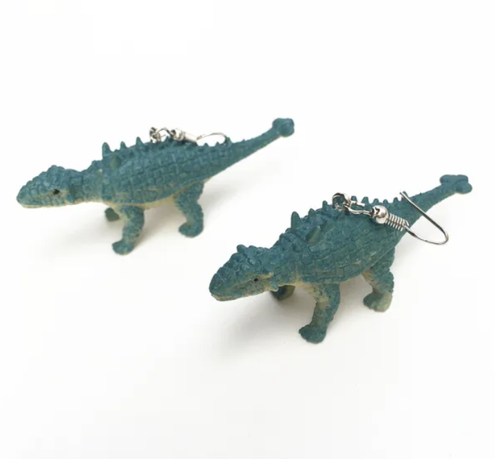 ER935 Dino Earrings Ankylosaurus (Blue)