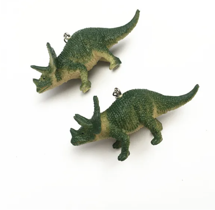 ER555 Dino Earrings Triceratops (Green)