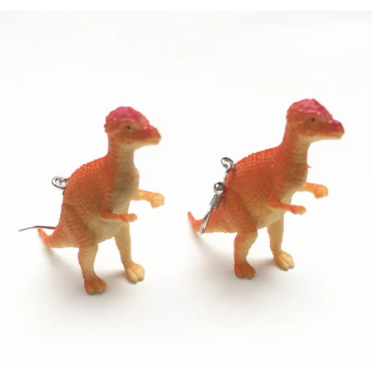 *ER936 Dino Earrings Pachycephalosaur (Orange)