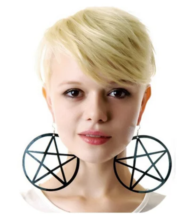 ER492 Acrylic Pentacle Hoops Black