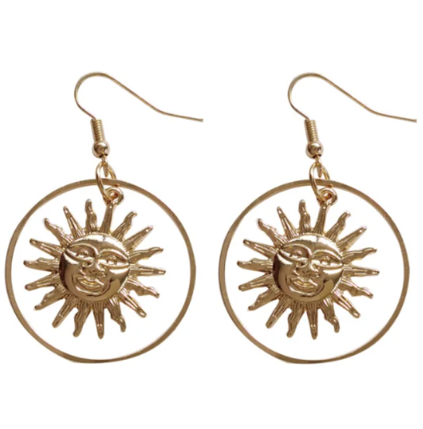 ER656 Sun In A Hoop Earrings Gold