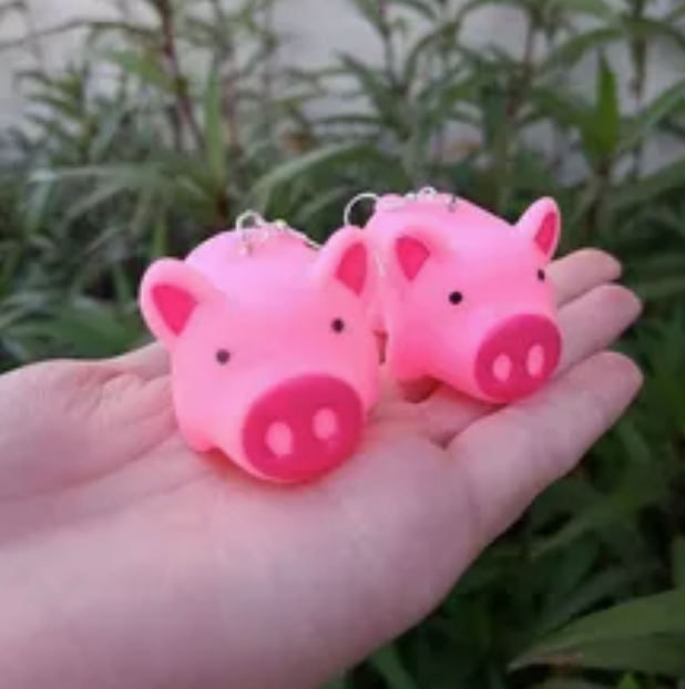 ER711 Squeaky Piggy Bank Earrings