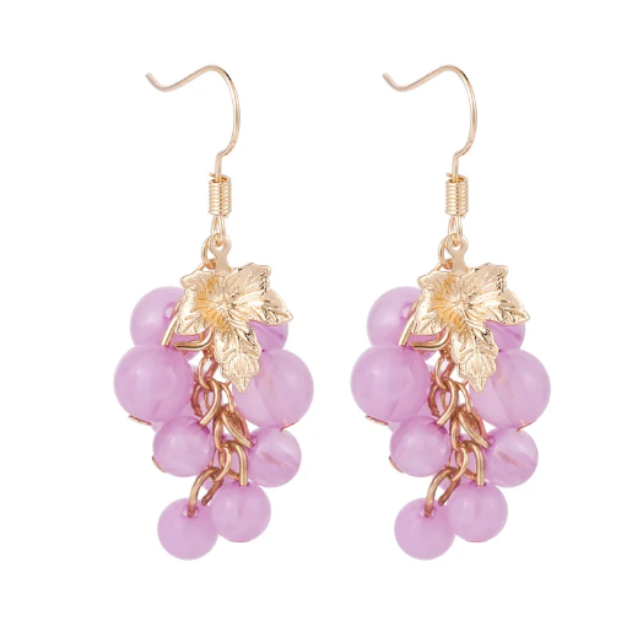 ER902 Grape Earrings Purple