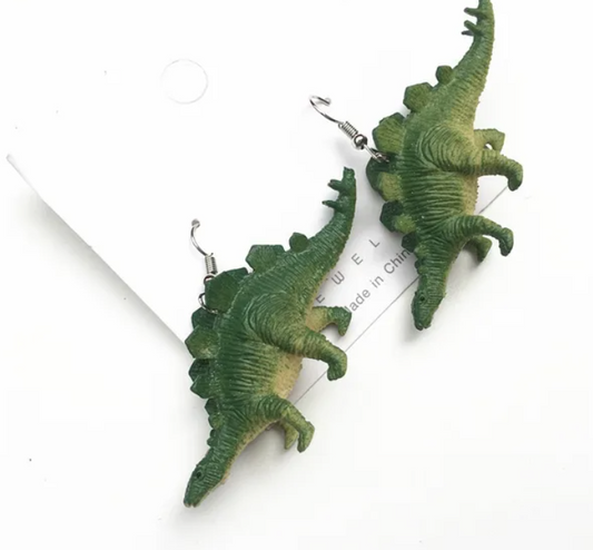 ER554 Dino Earrings Stegosaurus (Green)