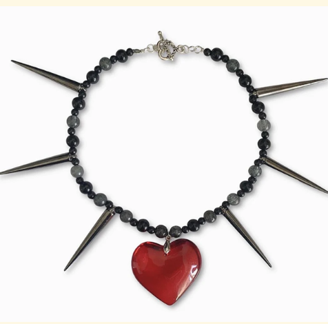 LNK454 Big Heart Spiky Necklace