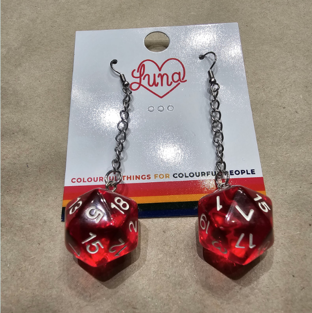 *ER733 D&D Dice Earrings Red