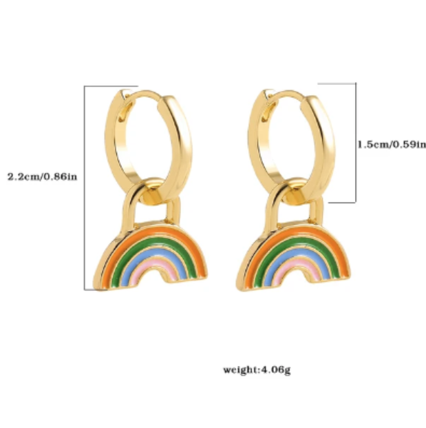 ER958 Rainbow Hoops Gold