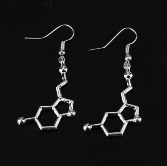 ER843 Serotonin Molecule Earrings