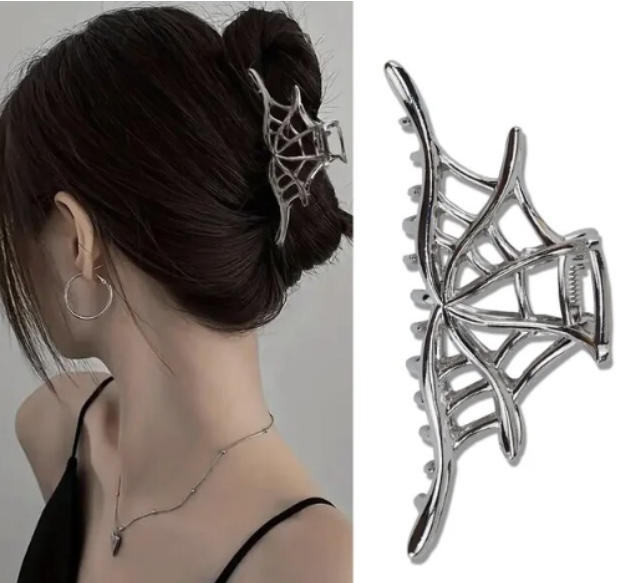 ACCS51 Hair Clip Spiderweb Silver