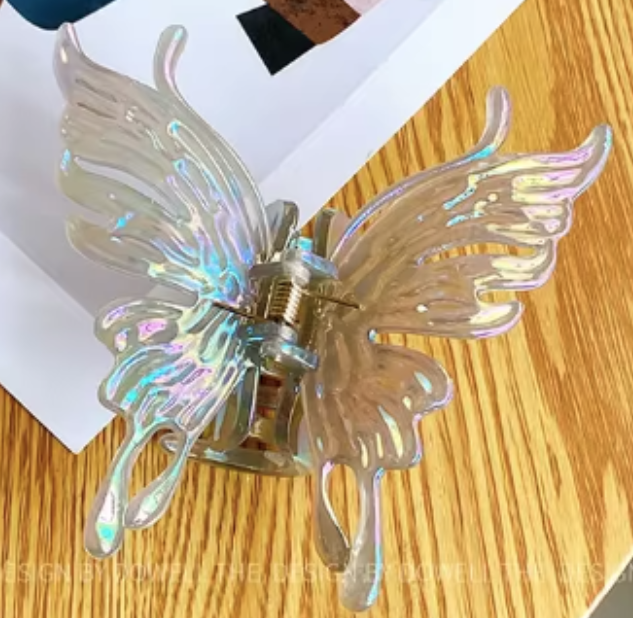 ACCS124 Hair Clip Butterfly Grey Iridescent