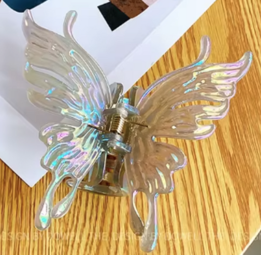 ACCS124 Hair Clip Butterfly Grey Iridescent