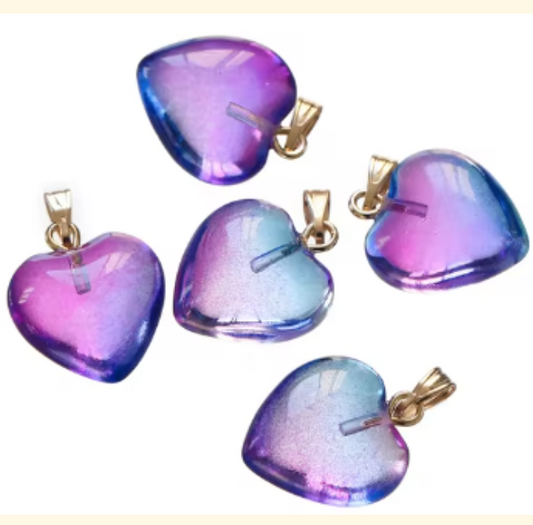 LNK382 Big Heart Chain Blue/Purple