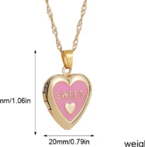 LNK447 Heart Locket SWEET Gold/Pink