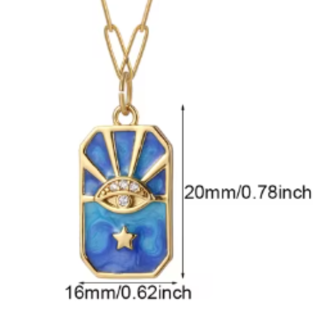 LNK428 Sun Eye Necklace Gold/Blue