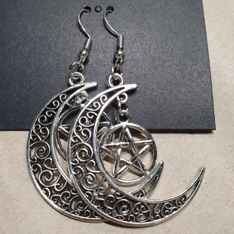 ER427 Pentacle Moon Earrings