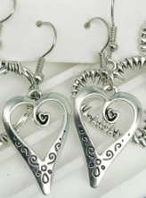 ER1073 Long Heart Earrings Silver