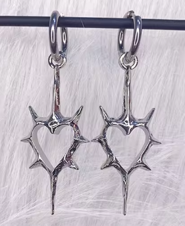 ER1033 Chrome Heart On Hoop Earrings