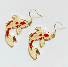 ER993 Koi Earrings Gold/ Red