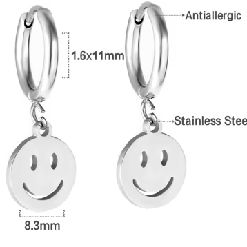 ER688 Smiley Hoops Silver