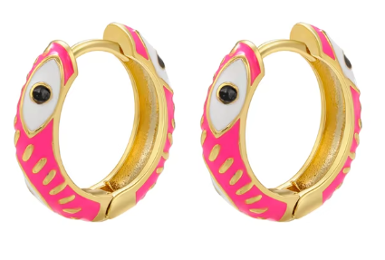 ER982 Eye Hoops Gold/ Dark Pink