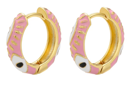 ER981 Eye Hoops Gold/ Light Pink