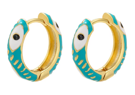 ER980 Eye Hoops Gold/ Turquoise