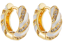 ER989 Diamante Twist Hoops G/White