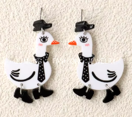 ER1000 Acrylic Goose White Earrings