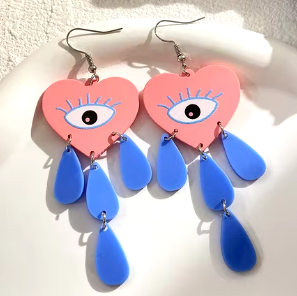 ER1003 Acrylic Heart Teardrop Earrings