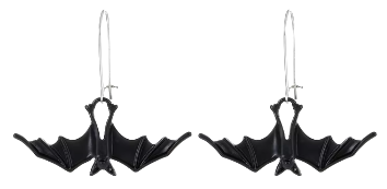 ER1088 Black Hanging Bat Earrings