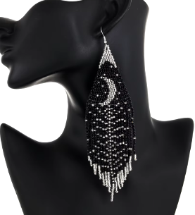 ER1090 Beaded Moon Earrings