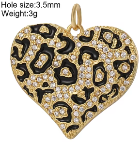 LNK555 Gold Cheetah Print Heart