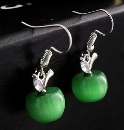 *ER1036 Deep Green Apple Earrings - Extreme Largeness Wholesale