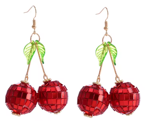ER701 Cherry Disco Ball Earrings - Extreme Largeness Wholesale