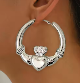 ER1141 Claddagh Hoops Silver - Extreme Largeness Wholesale