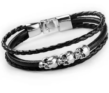 LBRC100 Skull Leather Wristband - Extreme Largeness Wholesale