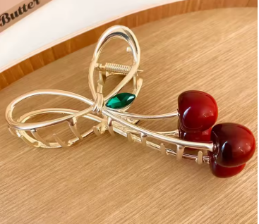ACCS276 Cherry Hair Clip Gold - Extreme Largeness Wholesale