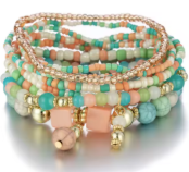 LBRC105 Boho Beads Peach/Blue - Extreme Largeness Wholesale
