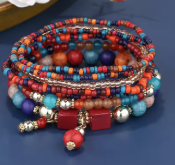LBRC108 Boho Beads Blue/Orange - Extreme Largeness Wholesale