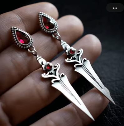 ER1197 Vintage Gem and Dagger Earrings - Extreme Largeness Wholesale