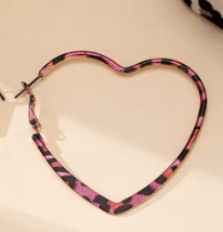 ER1155 Leopard Heart Hoops (PINK) - Extreme Largeness Wholesale