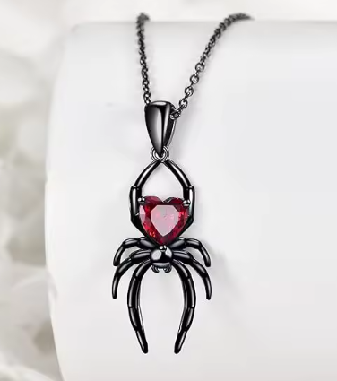 LNK666 Spider Crystal Heart Necklace - Extreme Largeness Wholesale