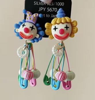 ER1227 Clown Face Earrings - Extreme Largeness Wholesale